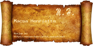 Macsa Henrietta névjegykártya